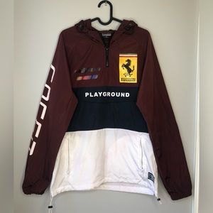 Playground By Koodoo New York 1/4 Zip Windbreaker Hoodie Hip Hop Long Sleeve L